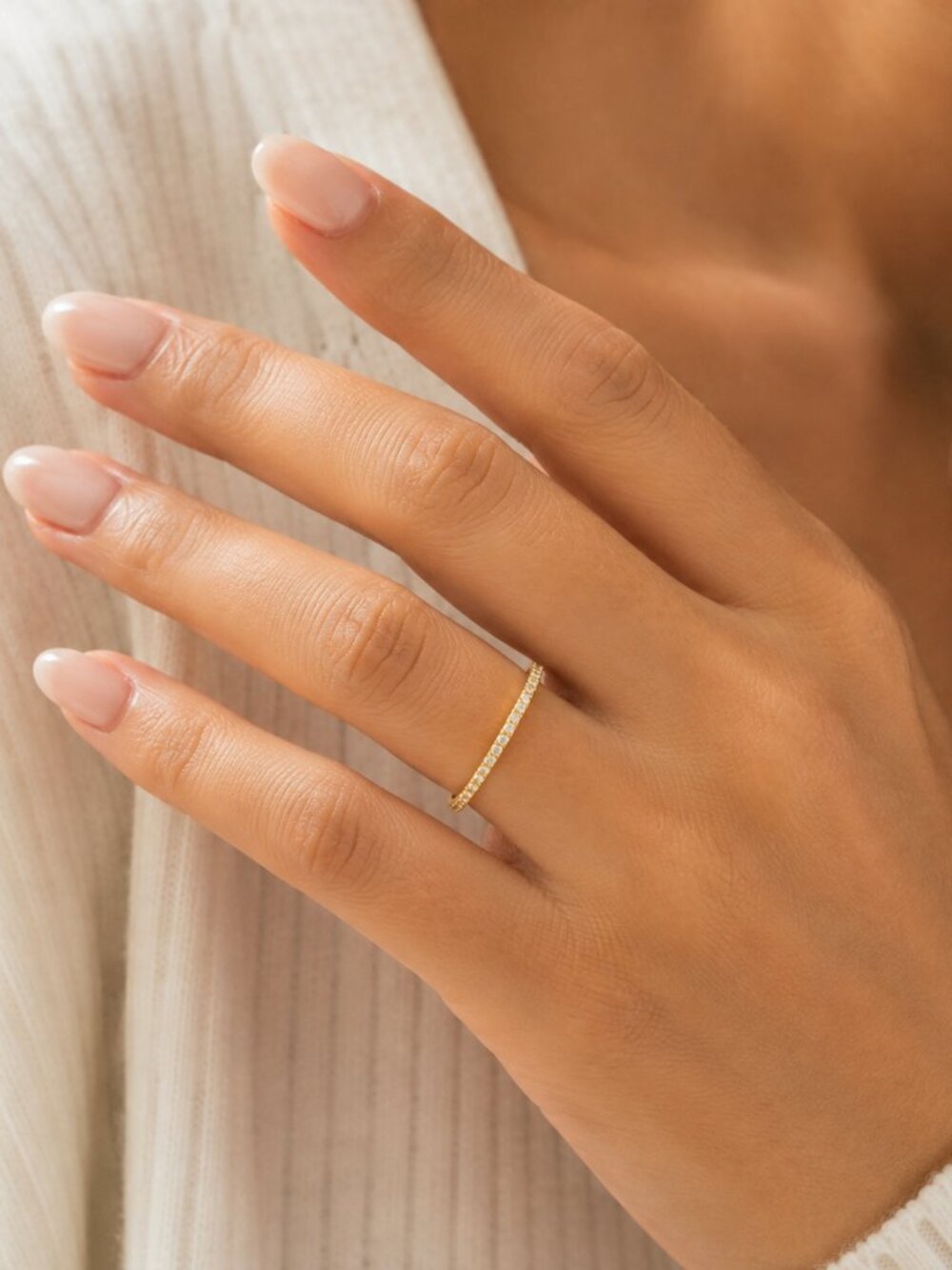 NEW 18K Gold Plated CZ Dainty Stacking Ring Sparkling Womens Sizes 5 or 7